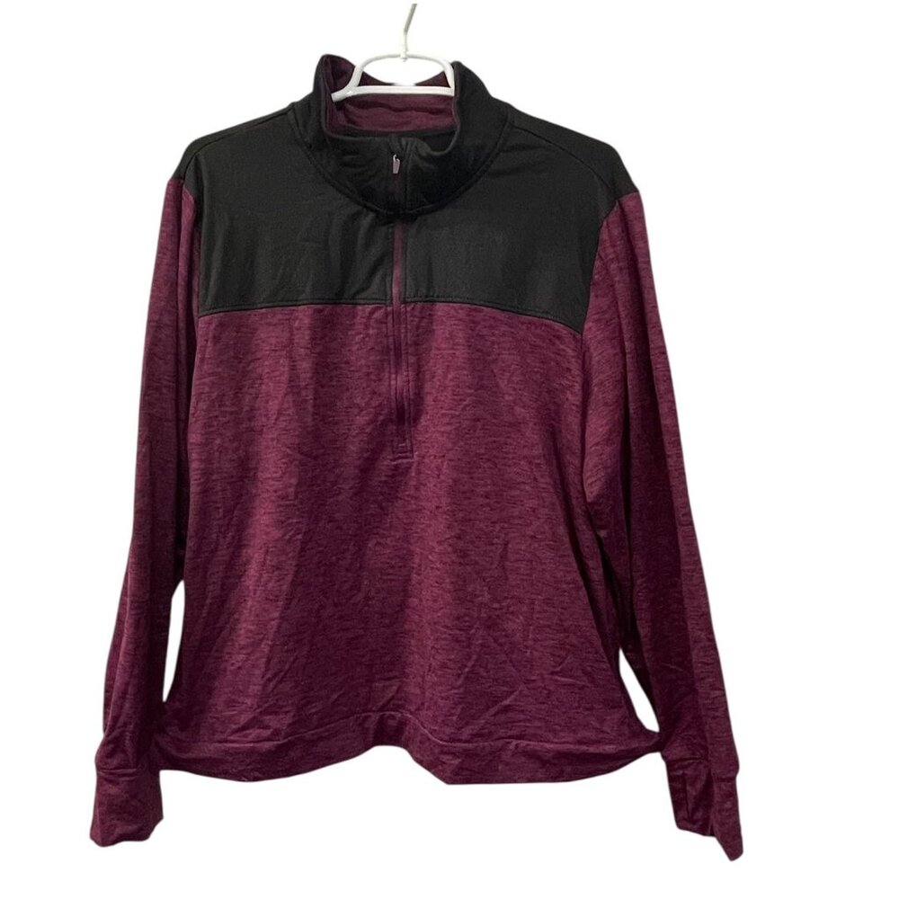 Avia Women's XXL‎ (20) Activewear 1/4 Zip Pullover Top Black Purple Heather